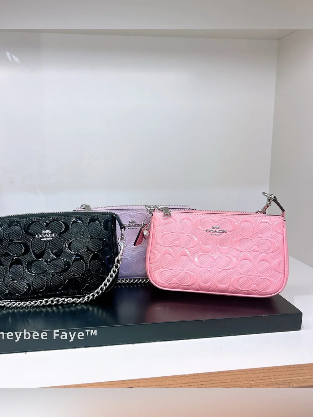 NWT Coach Nolita 19 In Signature Leather With Heart Charm CCZ27 Silver Pink